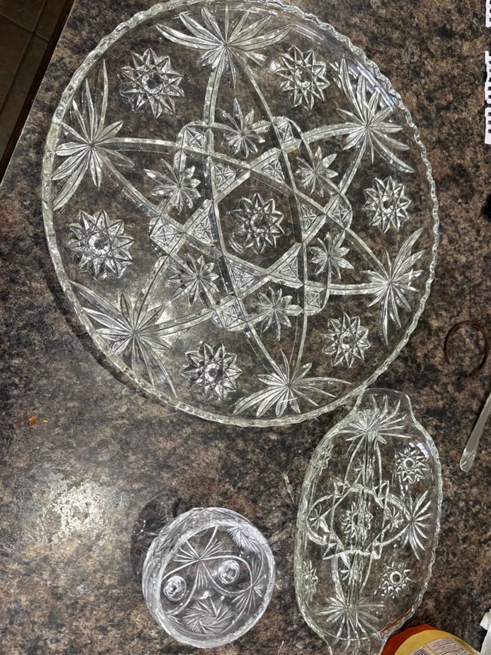 Crystal Glass Platter & Dishes